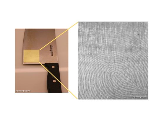 FORENSCOPE® Contactless Beispiel Metall:  z.B. Messerklinge